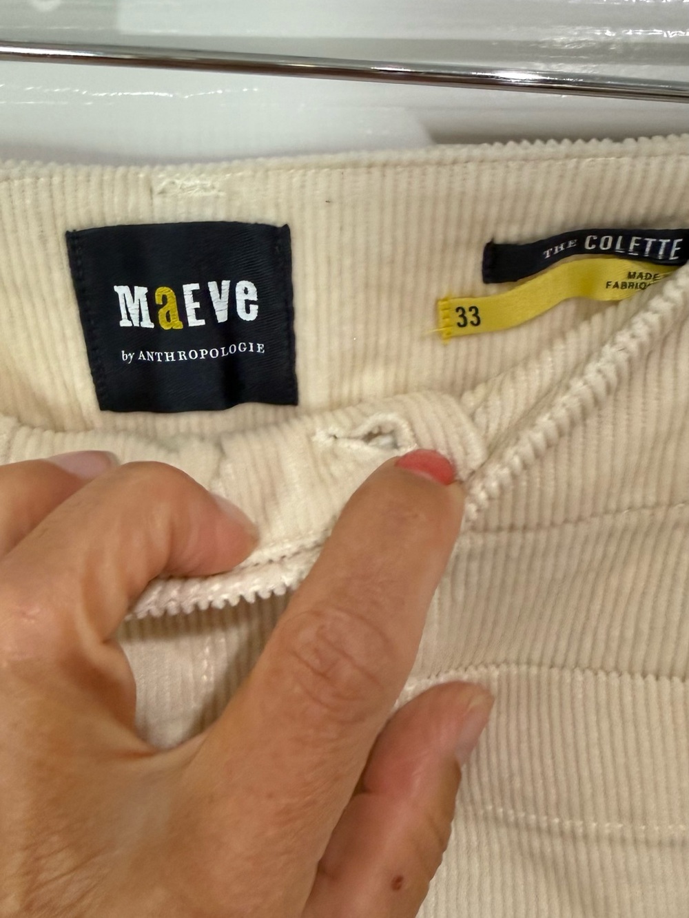 Maeve Colette Cream Wide-Leg Corduroy Pants - Picture 4 of 4